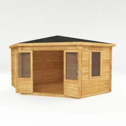 4m X 4m Corner Cabin - 28mm Double Glazed 18 4m X 4m Corner Cabin - 28mm Double Glazed -Plants Sales Store SI 006 004 0084 4mx4m The Holly Corner Log Cabin 44mm Studio MainDO
