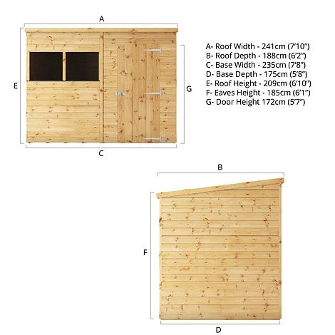Waltons 8' X 6' Outdoor Tongue & Groove Pent Roof Modular Repositionable Shiplap Garden Storage Shed 12 Waltons 8' X 6' Outdoor Tongue & Groove Pent Roof Modular Repositionable Shiplap Garden Storage Shed - Image 10