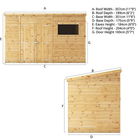 Waltons 12' X 6' Premium Shiplap Pent Roof Garden Shed 12 Waltons 12' X 6' Premium Shiplap Pent Roof Garden Shed - Image 10