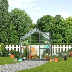 Garden Grow Traditional Greenhouse 6.2 X 4.3 X 6.6ft 30 Garden Grow Traditional Greenhouse 6.2 X 4.3 X 6.6ft -Plants Sales Store T2 4666 Greenhouses Grey 03