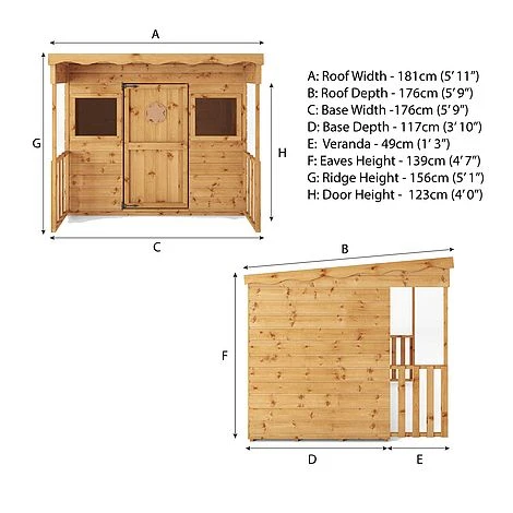 Waltons 6 X 5 Sheriff Pent Wooden Garden Playhouse 11 Waltons 6 X 5 Sheriff Pent Wooden Garden Playhouse - Image 9