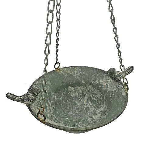 Hanging Garden Bird Bath / Feeder Aged Vintage Look Metal Bird Bath Decoration 6 Hanging Garden Bird Bath / Feeder Aged Vintage Look Metal Bird Bath Decoration - Image 5