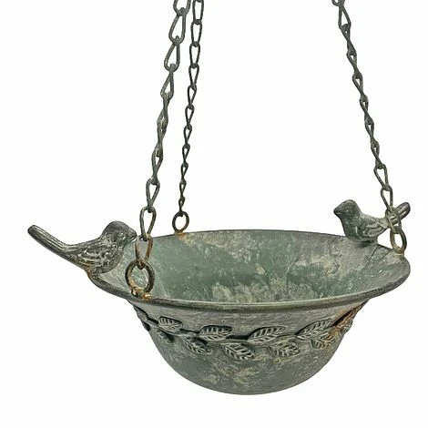 Hanging Garden Bird Bath / Feeder Aged Vintage Look Metal Bird Bath Decoration 3 Hanging Garden Bird Bath / Feeder Aged Vintage Look Metal Bird Bath Decoration - Image 2